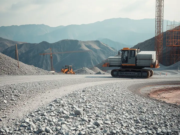 山区施工道路上的履带运输车